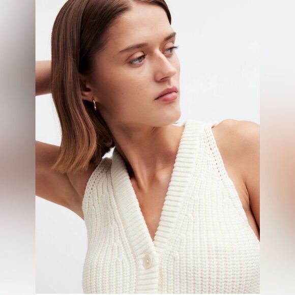 Madewell Cutaway Sweater Vest in Bright Ivory Size Medium NQ338 NEW Minimalist - Picture 7 of 12